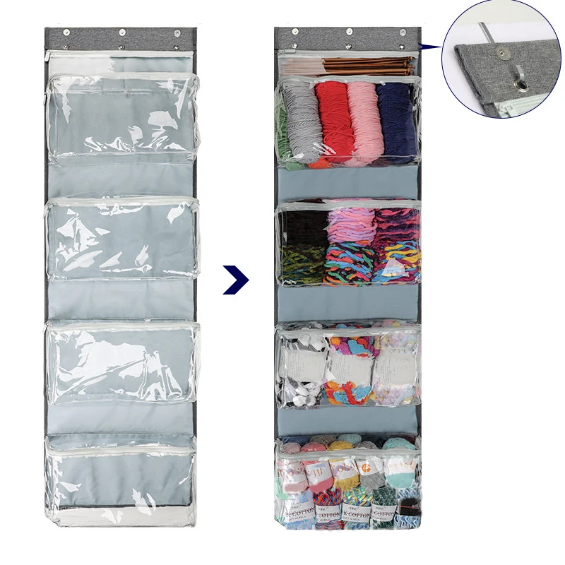 

Door Back Hanging Yarn Storage Bag Knitting Wool Yarn Bags Organizer PVC Crochet Sewing Needles Handbag Weave Tools Accessories