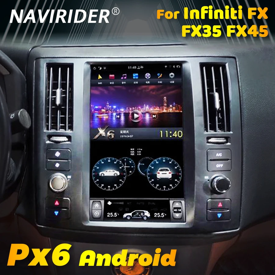 Автомобильный радиоприемник на Android с вертикальным экраном 11,8 дюйма для Infiniti FX FX35 FX45, автомобильный GPS-навигатор для CarPlay, мультимедийный видеоплеер на 64 Гб
Автомобильный радиоприемник на Android с вертикальным экраном 11,8 дюйма для Infiniti FX FX35 FX45, автомобильный GPS-навигатор для CarPlay, мультимедийный видеоплеер на 64 Гб