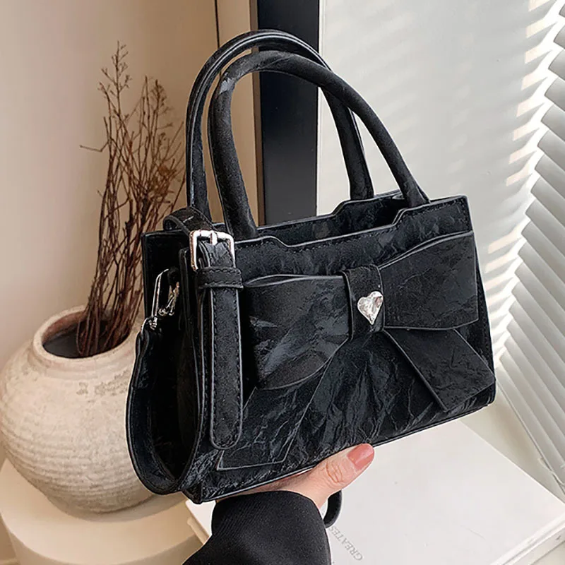 

Fashion Ins Bow Hand Carrying Small Square 2024 New Trendy Minority Simple High-Grade Shoulder Bag