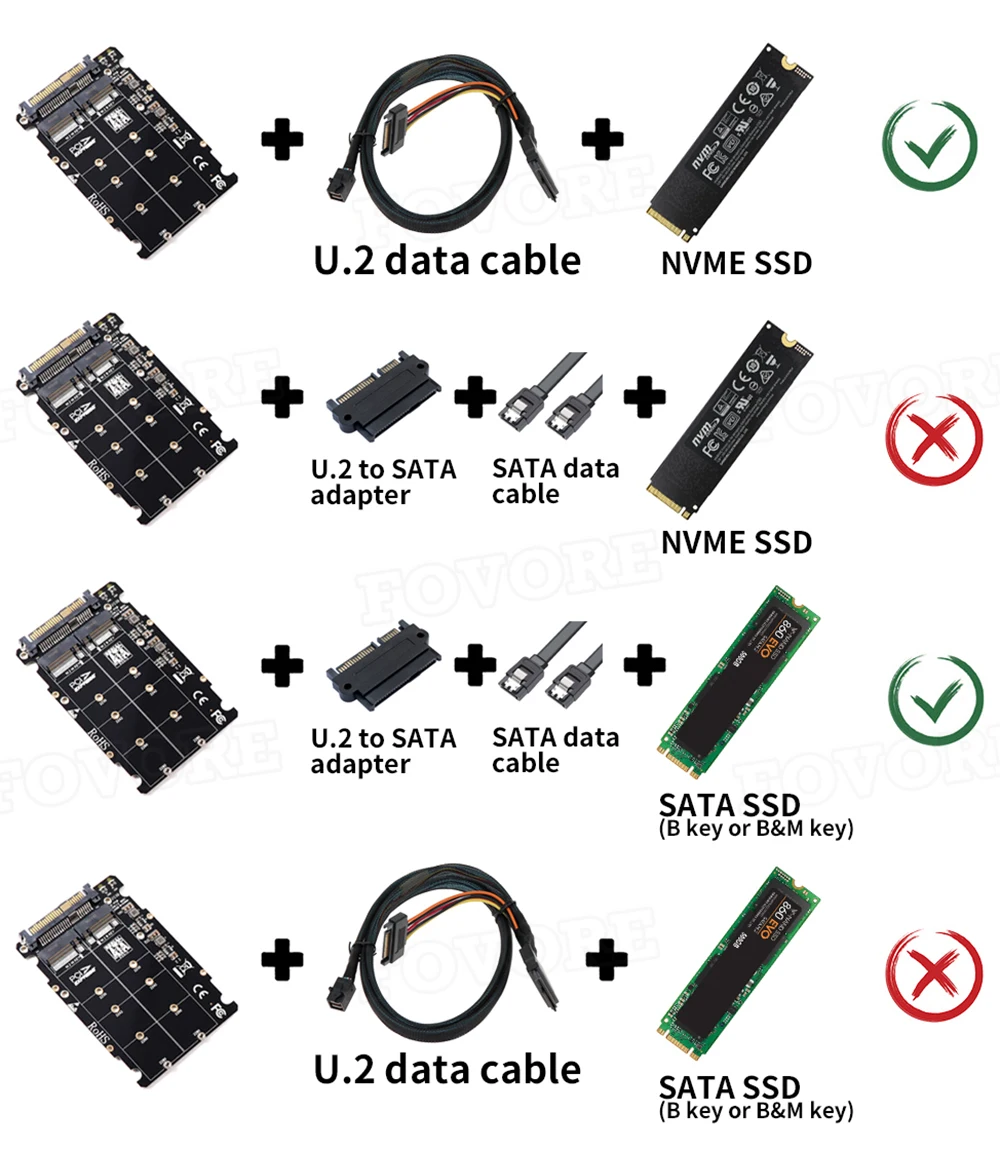 Generic M.2 SSD To U2 Adapter 2 In 1 M2 NVMe SATABus SSD To PCIe U.2 SFF8639 PCIe M2 Adapter