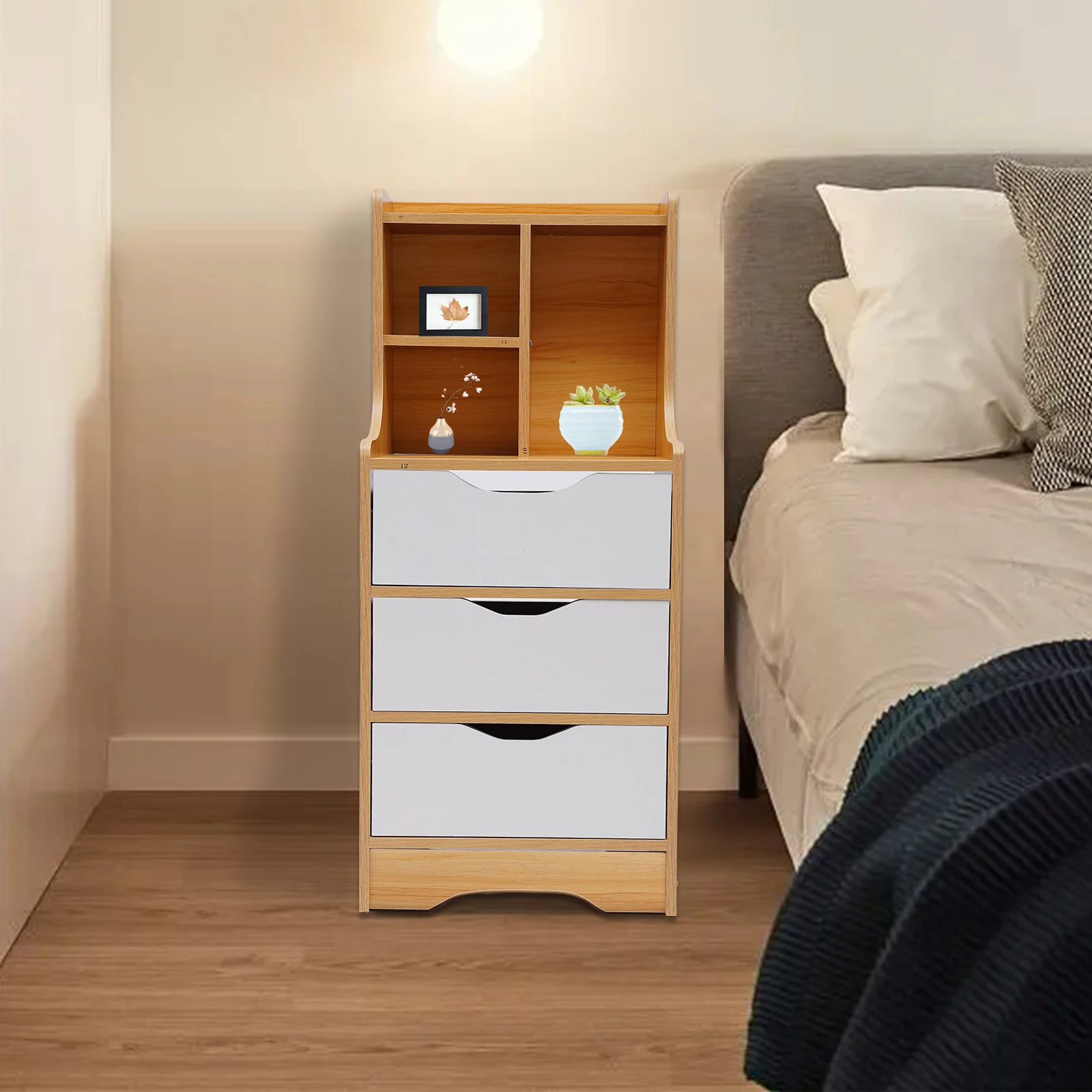 Modern Walnut Nightstand Bedside Table with 3 Drawers Tall Bed End Table Storage Cabinet with Shelf for Bedroom Living Room
Modern Walnut Nightstand Bedside Table with 3 Drawers Tall Bed End Table Storage Cabinet with Shelf for Bedroom Living Room