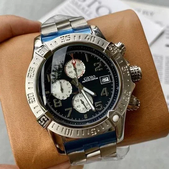 

Luxury New Men Quartz Chronograph Watch Leather Super Avenger Sport Watches