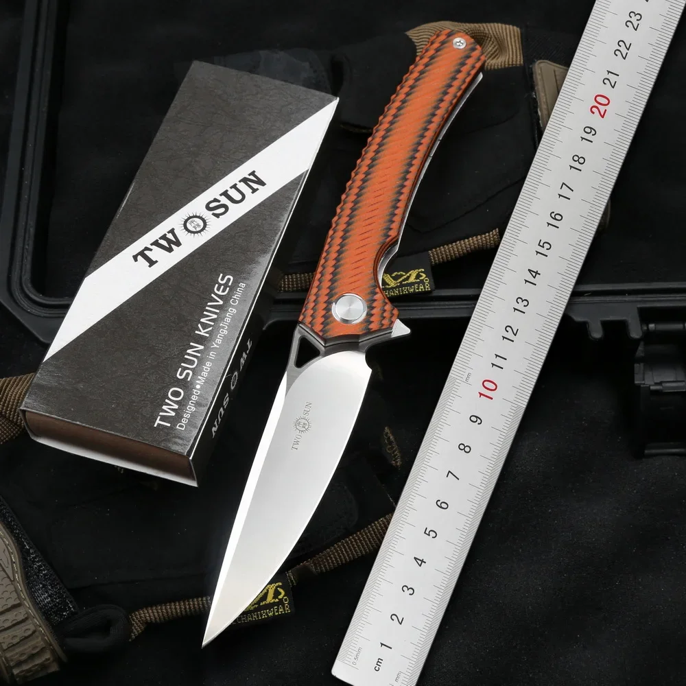 

TWO SUN TS81 D2 Blade Flipper Ball Bearing Tactical Folding Knife G10 Handle Camping Pocket Knives Outdoor Survival EDC Tools