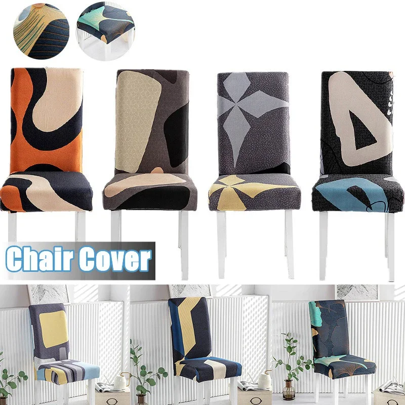 

1PC Geometric Dining Chair Cover Spandex Elastic Chair Slipcover Case Stretch Seat Cover for Home Hotel Banquet Living Room