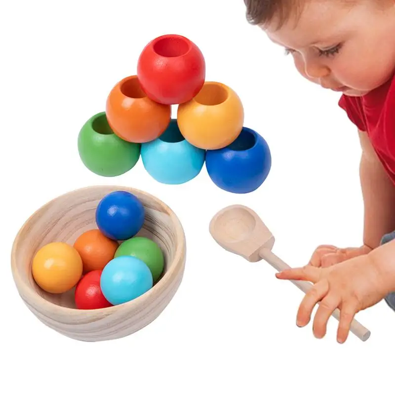 

Интерактивный деревянный подходящий шар, детская игрушка для сортировки и укладки, раннее образование Монтессори, когнитивный штабелер, игрушка