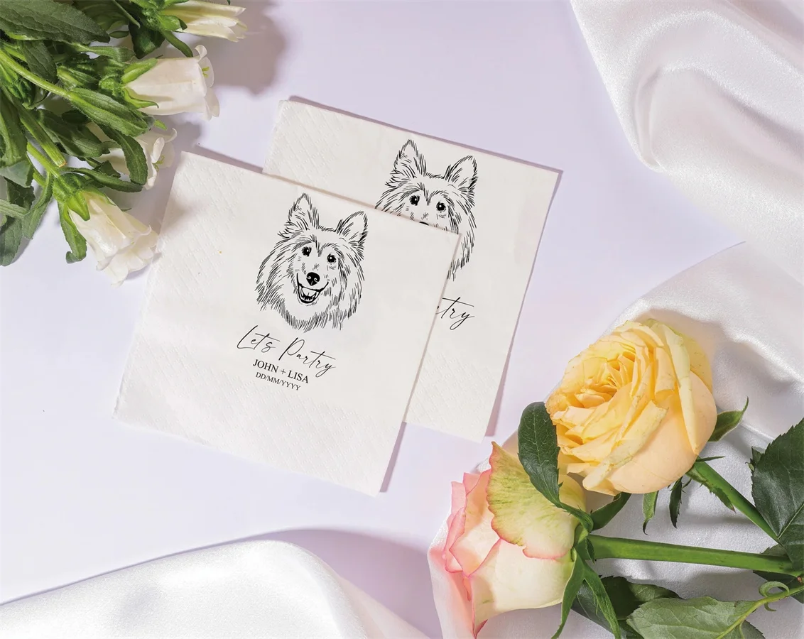 50PCS Custom Illustrated Dog Wedding Napkins | Custom Pet Wedding Napkins | Custom Paper Napkins | Custom Engagement Napkins |
50PCS Custom Illustrated Dog Wedding Napkins | Custom Pet Wedding Napkins | Custom Paper Napkins | Custom Engagement Napkins |