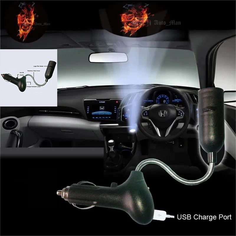 

1 Pieces Flaming Skull Logo Atmosphere LED Light Ghost Decorative Car Cigarette Dome Roof Reading Shadow Laser Projector