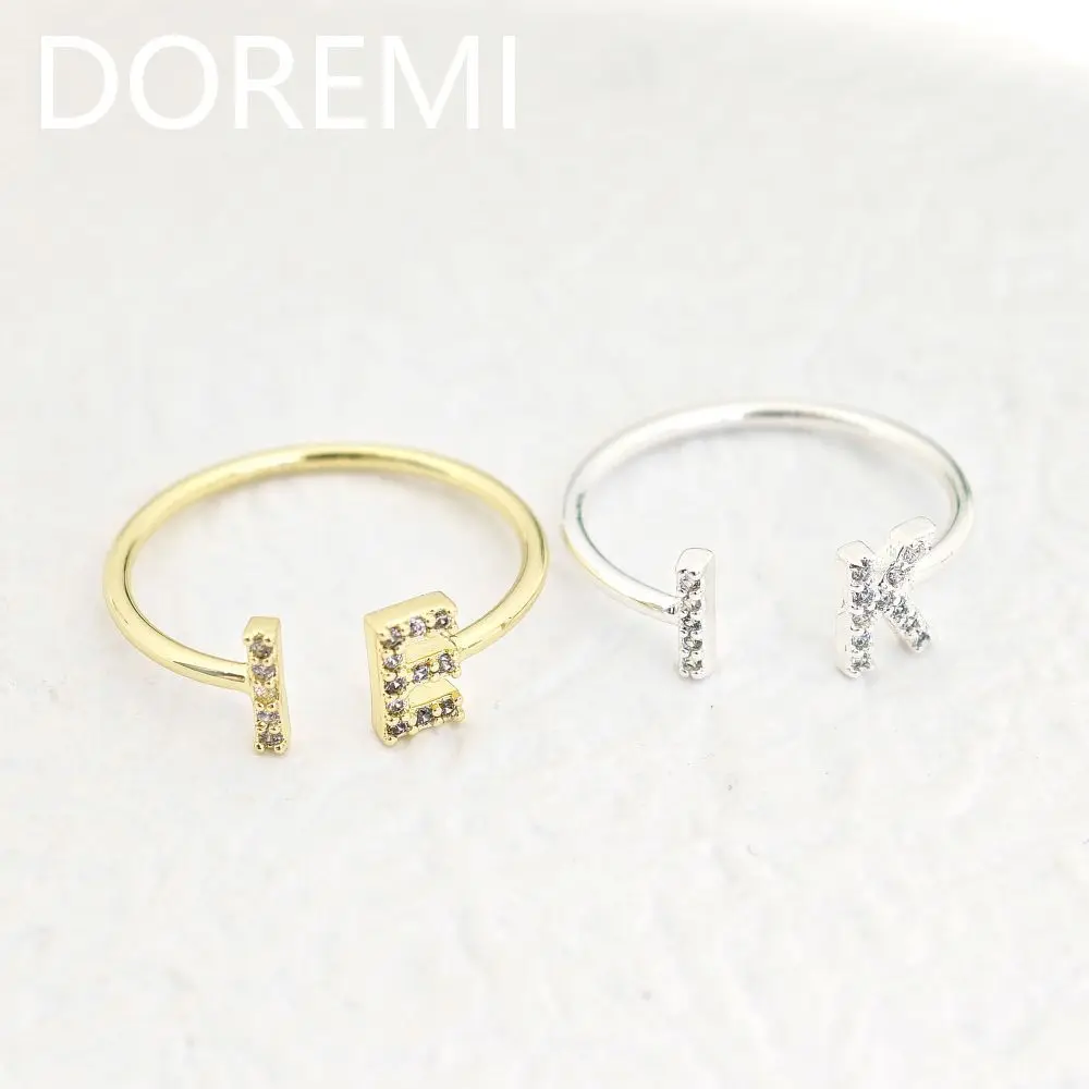 

DOREMI 14k Gold Plated Personalized Gift Jewelry Women Ring Custom Name Initial Letter Cuff Ring