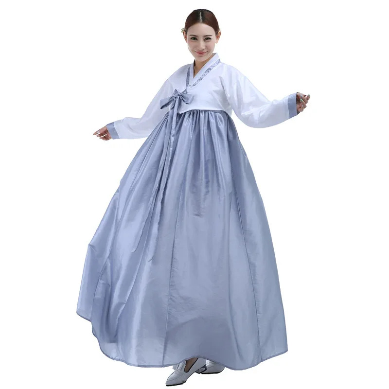 

12 Colors National Women Korean Traditional Palace Hanbok Plus Size Top Dance Set Princess Satin Dress Set Stage Ancient Costume