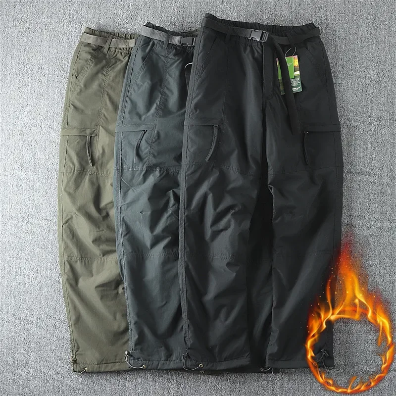 

Germany Windproof Waterproof Plush Soft Shell Pants Outdoor Men's Straight Multi Bag Overalls Camping Hunting Equipment Trousers