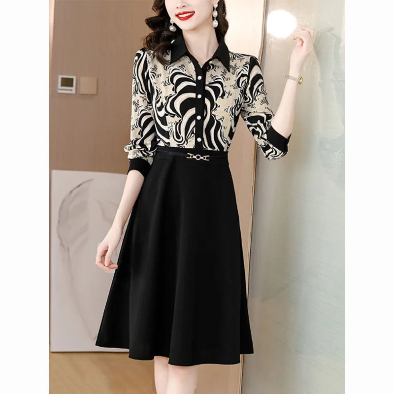 2023 Spring and Autumn New Fashion Fake Two Piece Polo Neck Long Sleeve Dress with Western Printed Casual Women's Long Skirt
2023 Spring and Autumn New Fashion Fake Two Piece Polo Neck Long Sleeve Dress with Western Printed Casual Women's Long Skirt