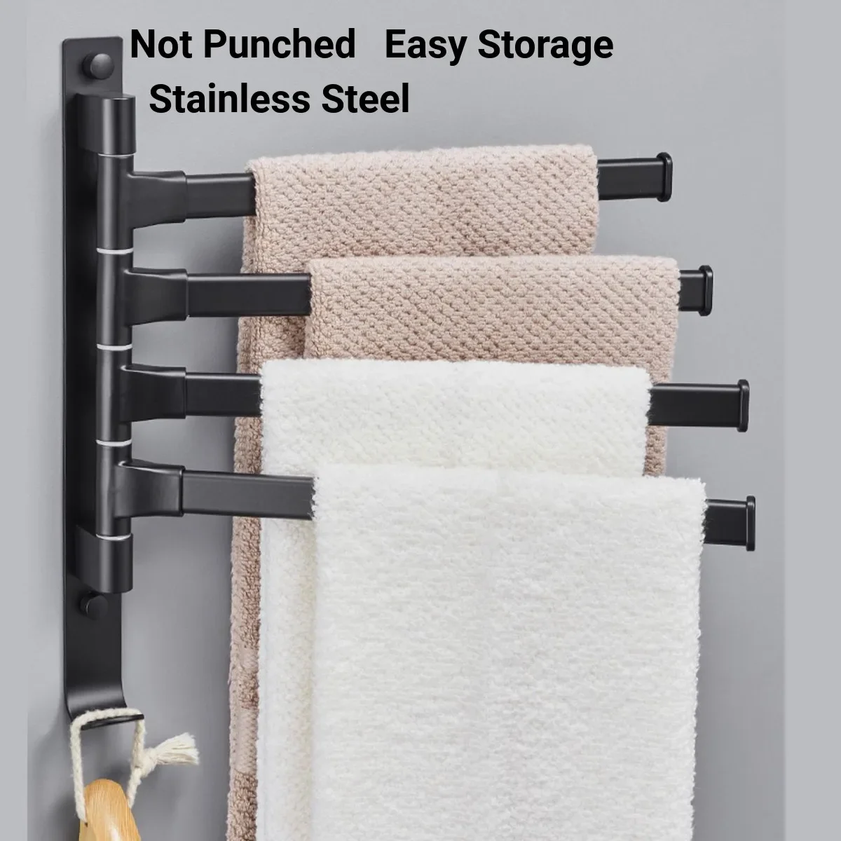 4 Layer Rotatable Towel Rack Matte Black Bathroom Collect Holder Bar Wall Mounted Punch Free Aluminum Shelf Wiht Hook Toilet Rod 
4 Layer Rotatable Towel Rack Matte Black Bathroom Collect Holder Bar Wall Mounted Punch Free Aluminum Shelf Wiht Hook Toilet Rod