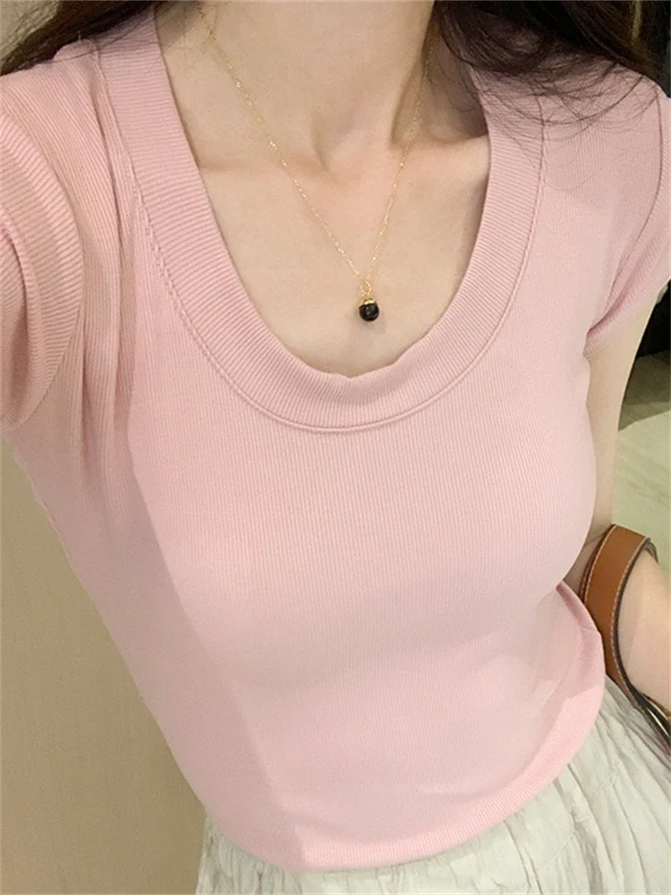 Summer T Shirt Women Cotton T-Shirt Woman Clothes Tops Slim Tshirt Female Short Sleeve Crop Top Womens Sexy Canale Elasticity
Summer T Shirt Women Cotton T-Shirt Woman Clothes Tops Slim Tshirt Female Short Sleeve Crop Top Womens Sexy Canale Elasticity
