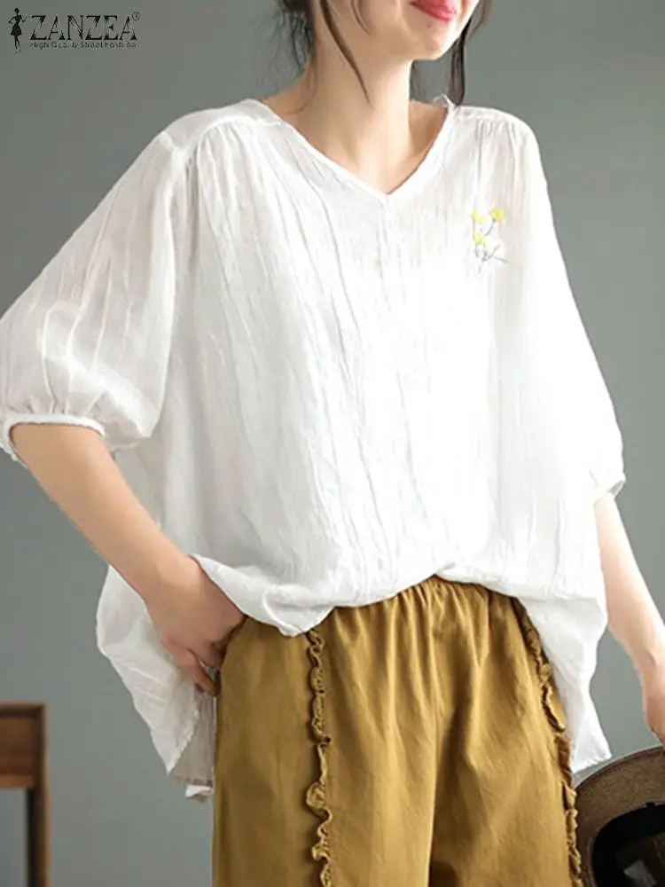 ZANZEA Summer Casual Floral Embroidery Blouse Female Half Sleeve V-Neck Tops Fashion Holiday Shirt Woman Elegant Loose Chemise
ZANZEA Summer Casual Floral Embroidery Blouse Female Half Sleeve V-Neck Tops Fashion Holiday Shirt Woman Elegant Loose Chemise