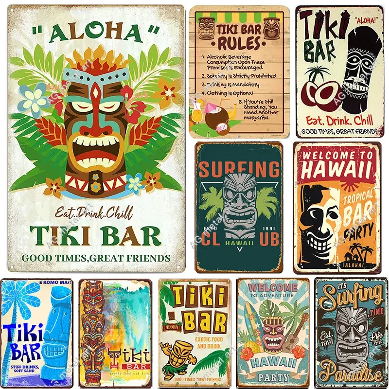 Retro Painting Tiki Bar&Rules Tin Plaque for Pub Music Bar Club Decoration Home Decor Vintage Metal Plate Sign Wall Poster
Retro Painting Tiki Bar&Rules Tin Plaque for Pub Music Bar Club Decoration Home Decor Vintage Metal Plate Sign Wall Poster