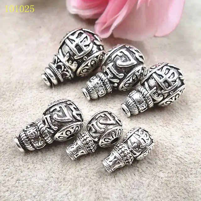 Gourou tibétain et perles Stupa pour Mala, accessoires bijoux, 10mm, 12mm, 14mm, 6 mantras, accessoires tibétains, BRO678 2