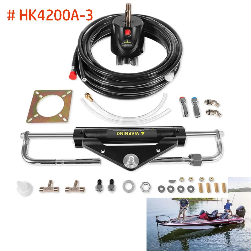 

150HP Hydraulic Outboard Steering Kit - Marine System with Built-in Two-Way Lock Cylinder, for Single Station, Single-Engine