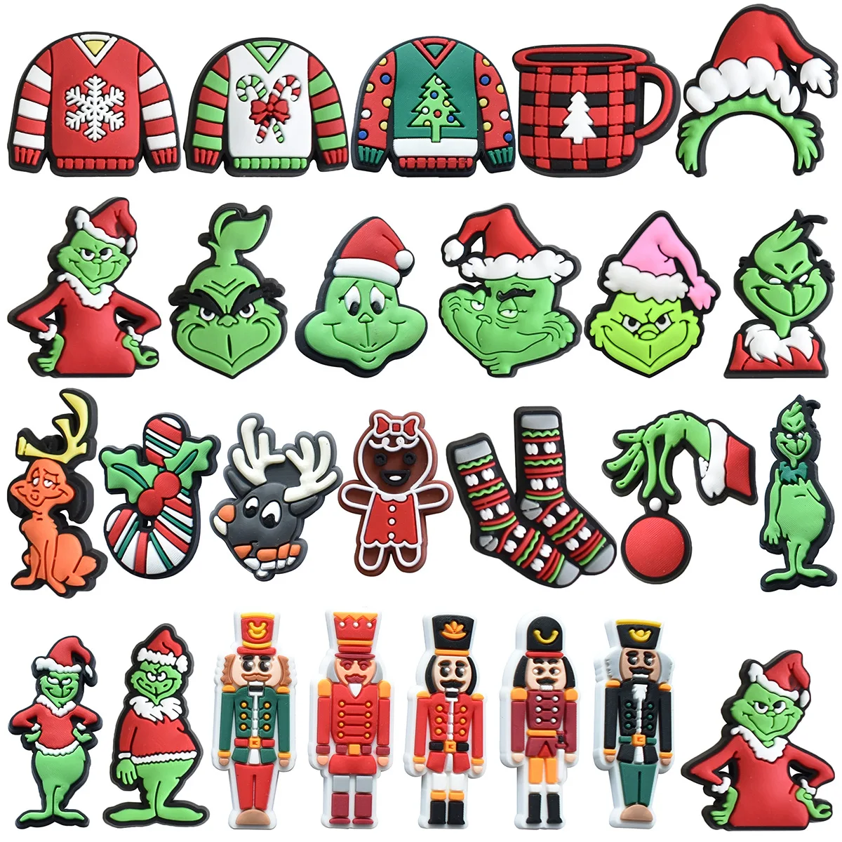 

new Single Sale 1pcs Grinch Christmas shoe buckle Decoration Charms DIY Slippers Accessories Souvenir for Boys kids X-mas Gifts