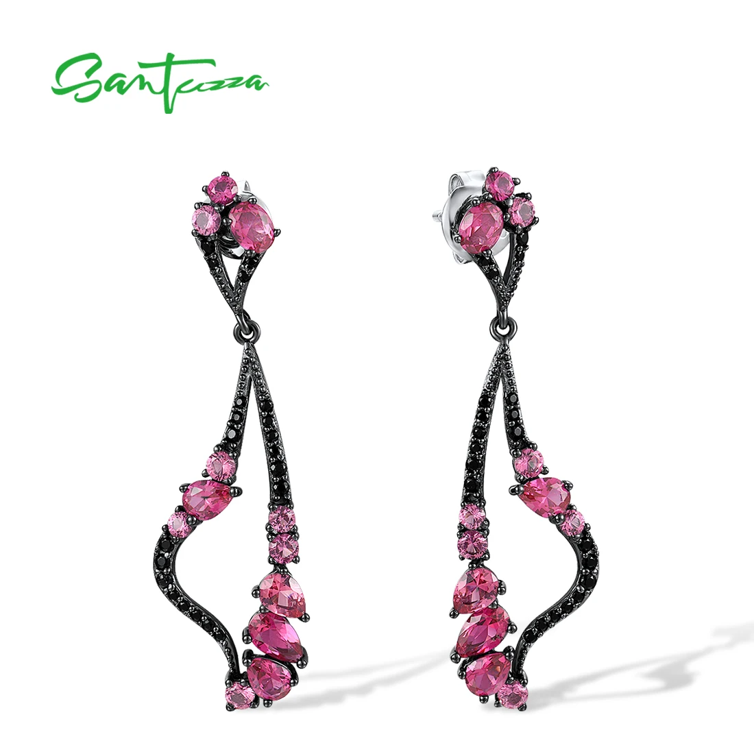 SANTUZZA Pure 925 Sterling Silver Earrings For Women Sparkling Red Nano Crystal Black Spinel Dangling Earrings Fine Jewelry
SANTUZZA Pure 925 Sterling Silver Earrings For Women Sparkling Red Nano Crystal Black Spinel Dangling Earrings Fine Jewelry