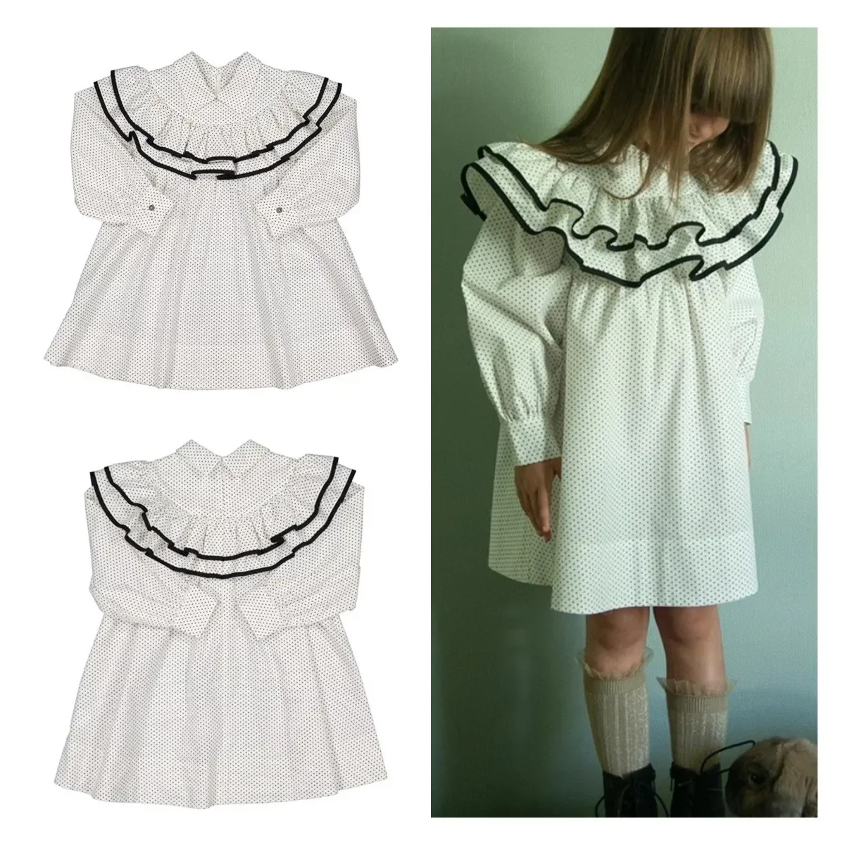 23 New Autumn and Winter White Dress Carbon Ruffled Collar Dress Girls Long Sleeve Double-layer A-line Dress
23 New Autumn and Winter White Dress Carbon Ruffled Collar Dress Girls Long Sleeve Double-layer A-line Dress