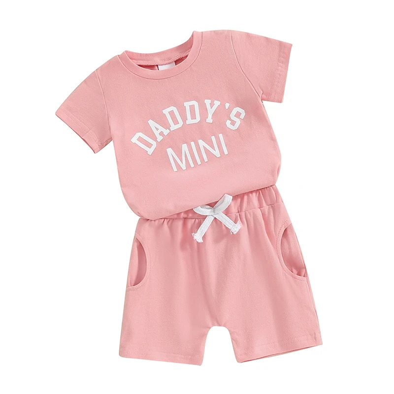 Toddler Girl 2 Piece Summer Outfits Round Neck Short Sleeve Letter Print Tops Elastic Waist Shorts Infant Baby Set
Toddler Girl 2 Piece Summer Outfits Round Neck Short Sleeve Letter Print Tops Elastic Waist Shorts Infant Baby Set