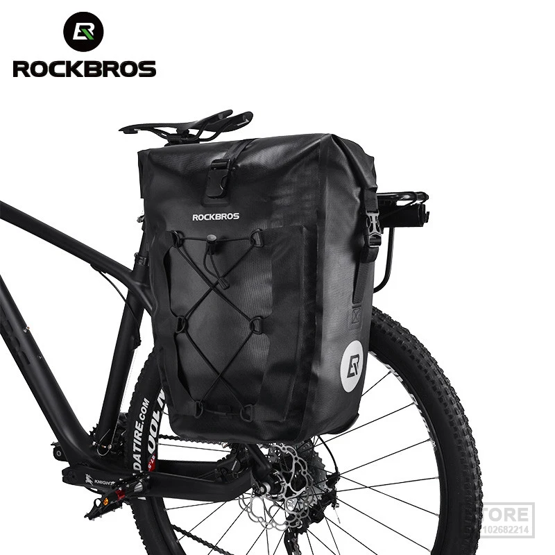 

ROCKBROS Waterproof Bike Bag 27L Travel Cycling Basket Bicycle Rear Rack Tail Seat Trunk s Pannier MTB Accessories