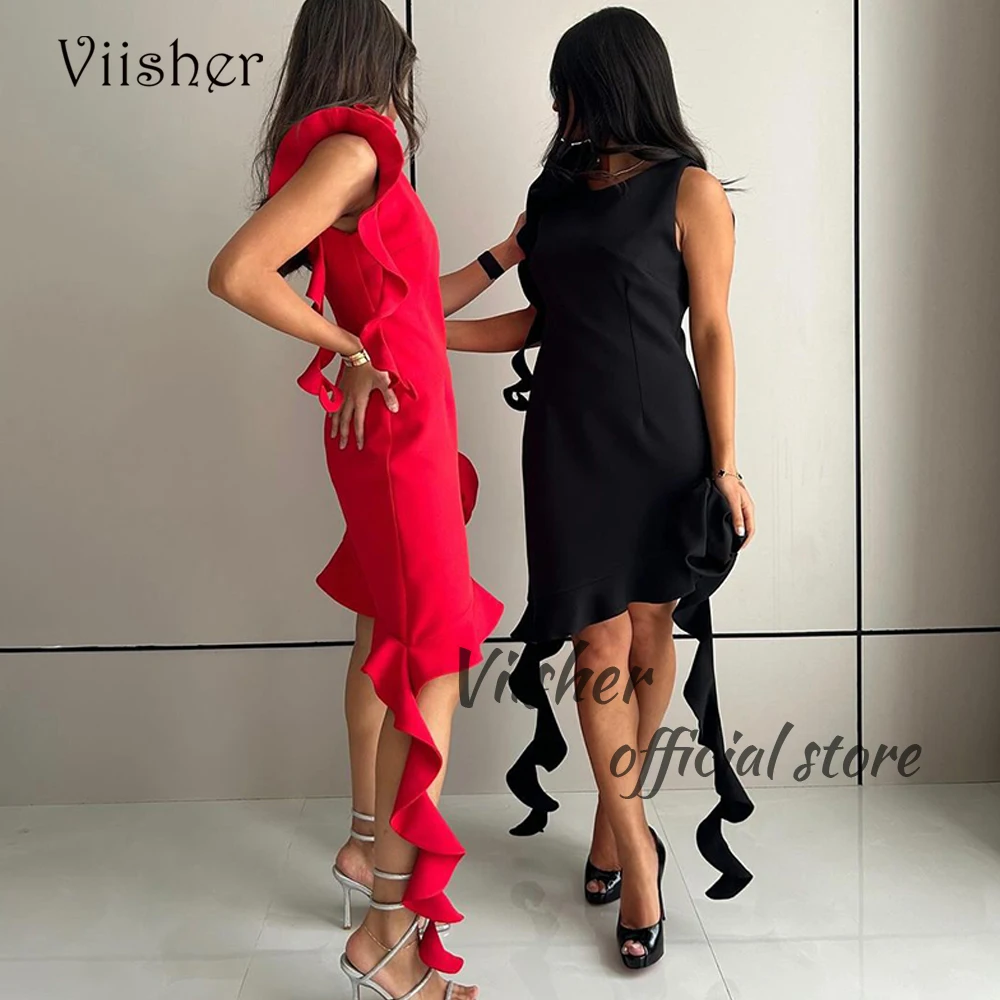 

Женское вечернее платье-Русалка Viisher, черно-красное официальное платье без рукавов с V-образным вырезом, вечерние платья в арабском стиле