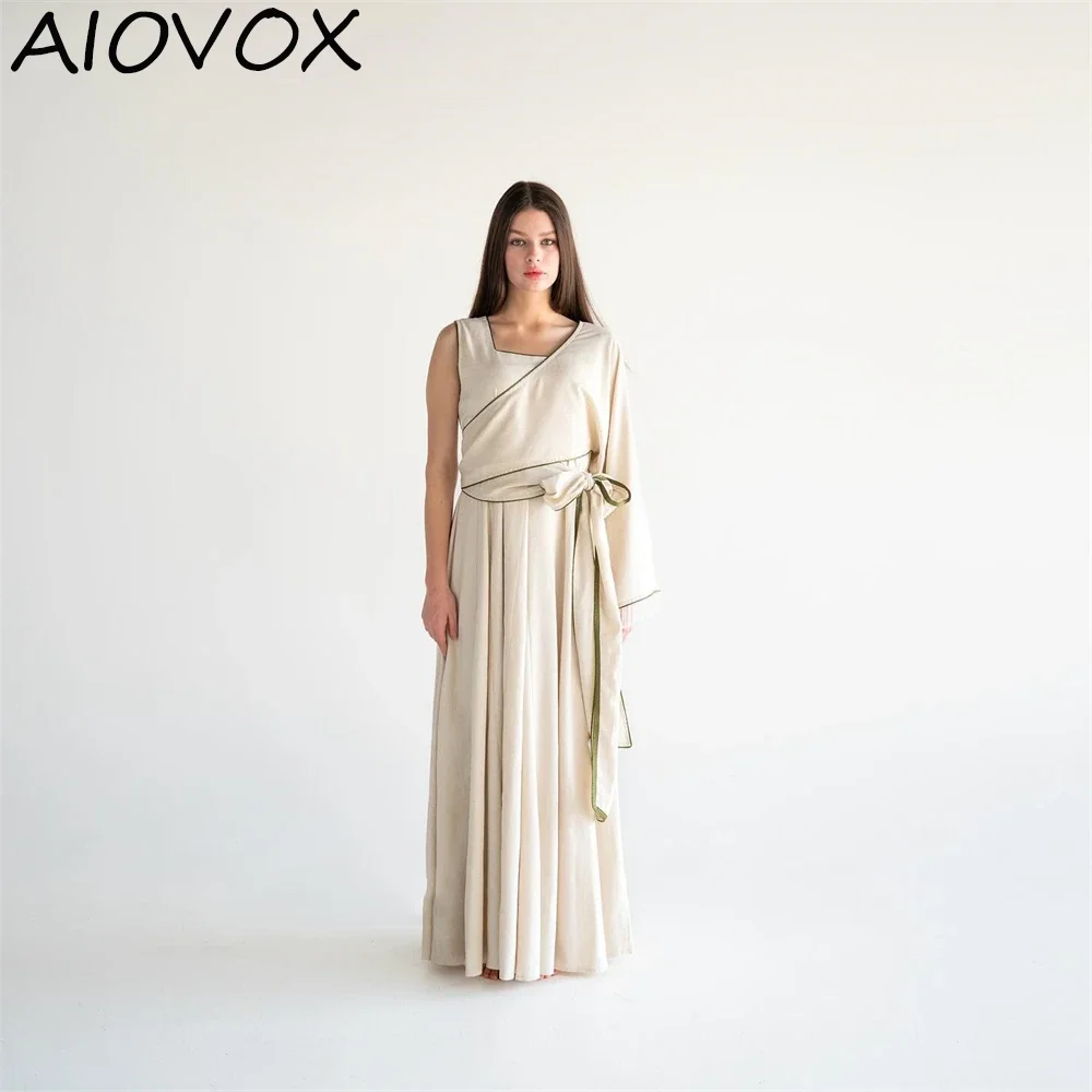 

AIOVOX A-line Simple Party Dresses Charming Square Collar Neck One Shoulder Criss-Cross Lace Up Bow Beading 2024 robe de soirée