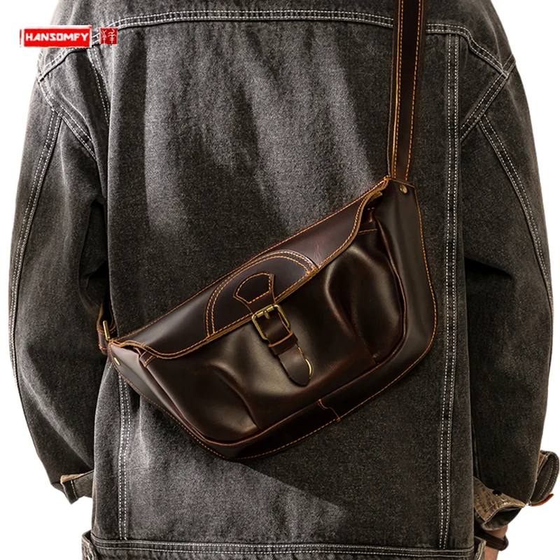 Original Leather Men's Bags Chest Bag Cowhide Backpacks Men Retro Shoulder Bag Korean Style Crazy Horse Leather Crossbody Bag
Original Leather Men's Bags Chest Bag Cowhide Backpacks Men Retro Shoulder Bag Korean Style Crazy Horse Leather Crossbody Bag