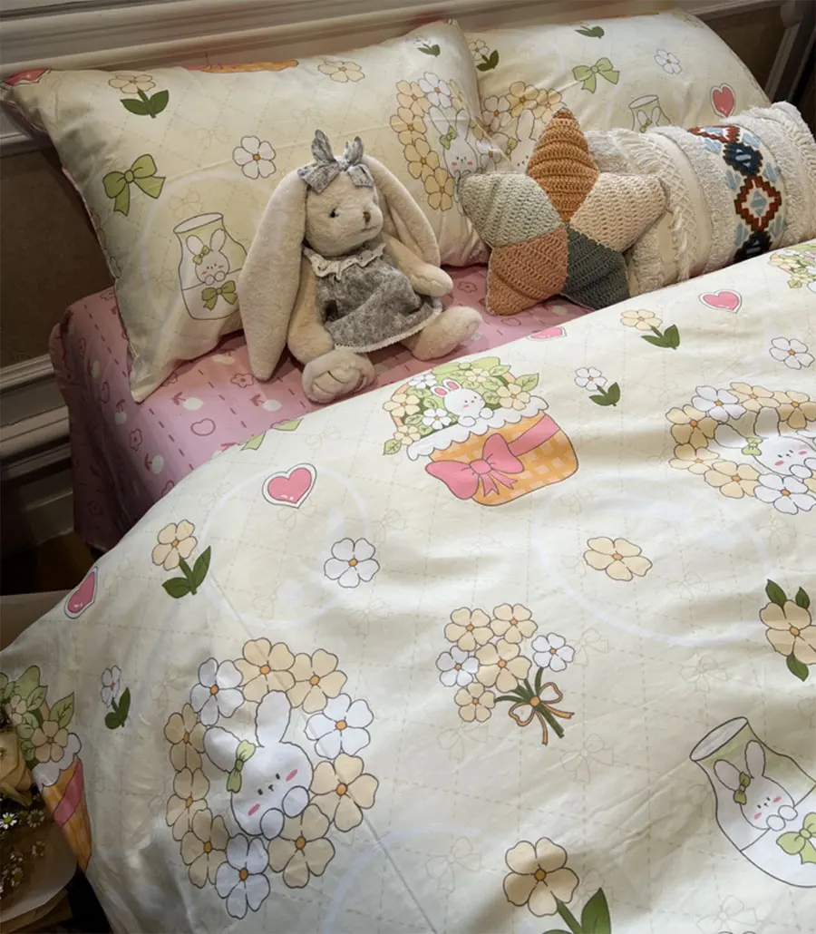 Cartoon rabbit flower yellow pink beding set,twin full queen lovely sweet cotton home textile bed sheet pillow case quilt covera
Cartoon rabbit flower yellow pink beding set,twin full queen lovely sweet cotton home textile bed sheet pillow case quilt covera