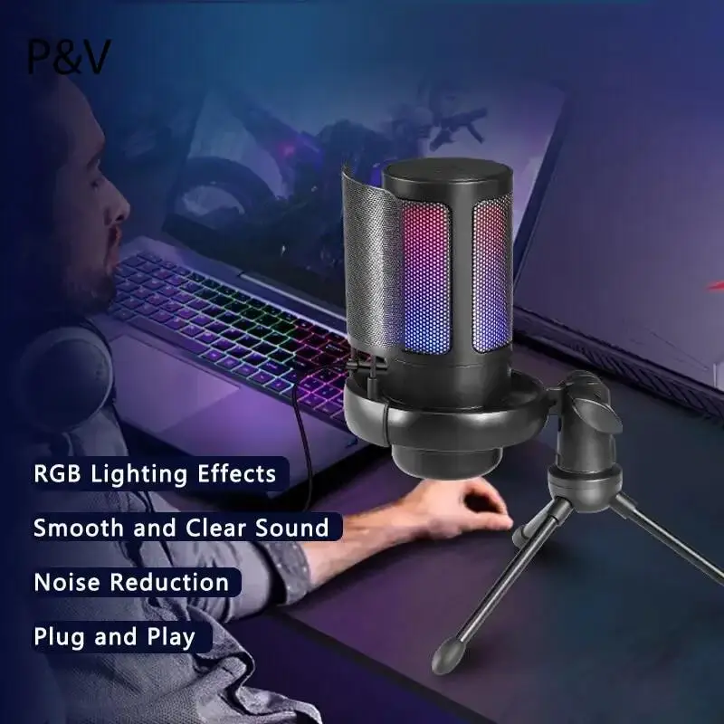 Конденсаторный игровой микрофон RGB для ПК PS4 PS5 MAC с Usb-поп-фильтром, ударное крепление, управление усилением для записи прямой трансляции
Конденсаторный игровой микрофон RGB для ПК PS4 PS5 MAC с Usb-поп-фильтром, ударное крепление, управление усилением для записи прямой трансляции
