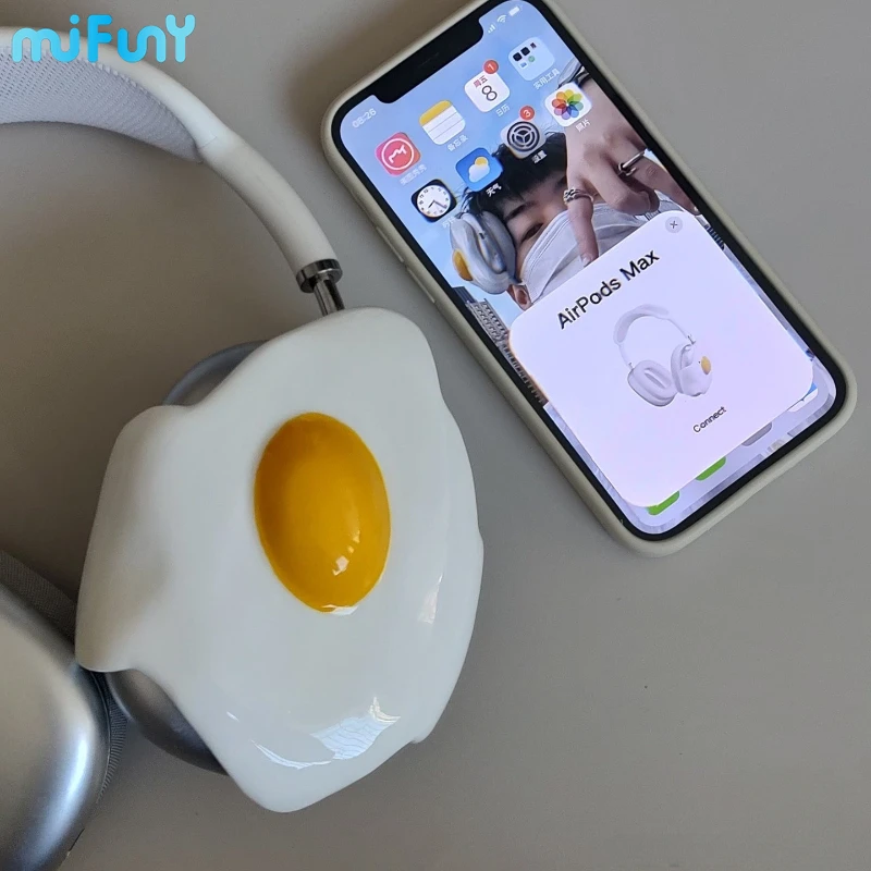 

Mifuny Airpods Max Case Cover Cartoon Pouch Egg 3D Printed Earphone Case Protector Suitable for Airpods Max Earphone Accessories