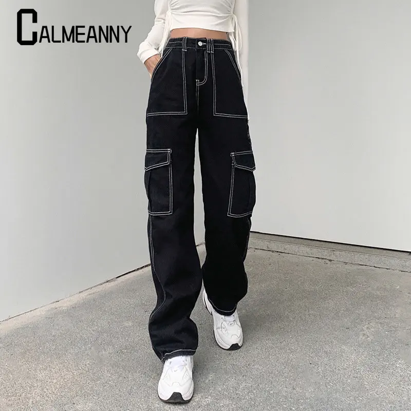 Spring Autumn Vintage Harajuku Baggy JeansWomen Fashion Streetwear Pockets Wide LegCargo Pants High Waist Straight Denim Trouser
Spring Autumn Vintage Harajuku Baggy JeansWomen Fashion Streetwear Pockets Wide LegCargo Pants High Waist Straight Denim Trouser
