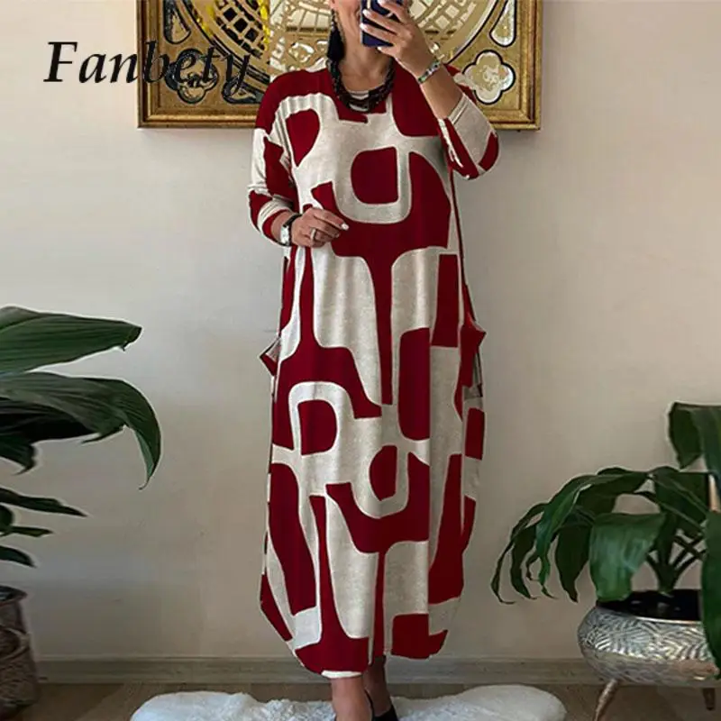 Women Maxi Casual Dress Vestidos Fashion Retro Street O-Neck Loose Pullover Dress Female Spring Print Long Sleeve Straight Dress
Women Maxi Casual Dress Vestidos Fashion Retro Street O-Neck Loose Pullover Dress Female Spring Print Long Sleeve Straight Dress
