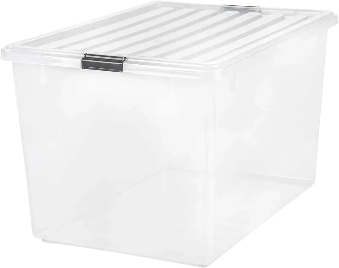 USA 132 Quart/36 Gal. Stackable Plastic Storage Bins with Lids and Latching Buckles, 1 Pack - Clear, Containers with Lids,
USA 132 Quart/36 Gal. Stackable Plastic Storage Bins with Lids and Latching Buckles, 1 Pack - Clear, Containers with Lids,