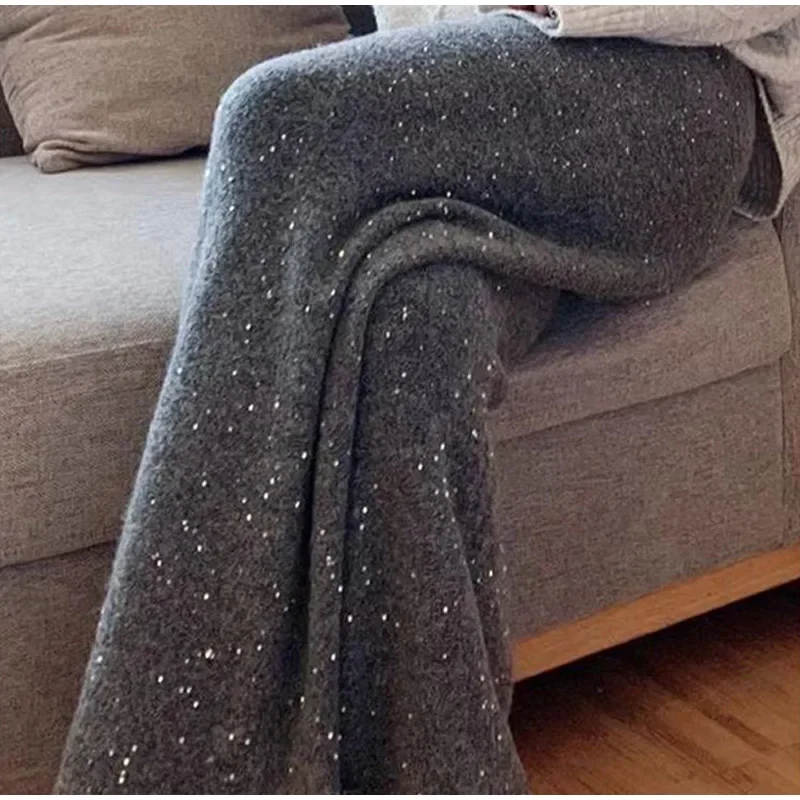 Knitted Sequin Pants Women Straight Elastic High Waist Knitted Solid 2023 Autumn Winter Pants Female Casual Fashion Trousers
Knitted Sequin Pants Women Straight Elastic High Waist Knitted Solid 2023 Autumn Winter Pants Female Casual Fashion Trousers