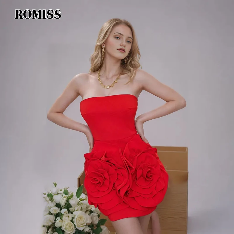 

ROMISS Solid Sexy Patchwork Appliques Dress For Women Strapless Sleeveless High Waist Spliced Zipper Mini Dresses Female