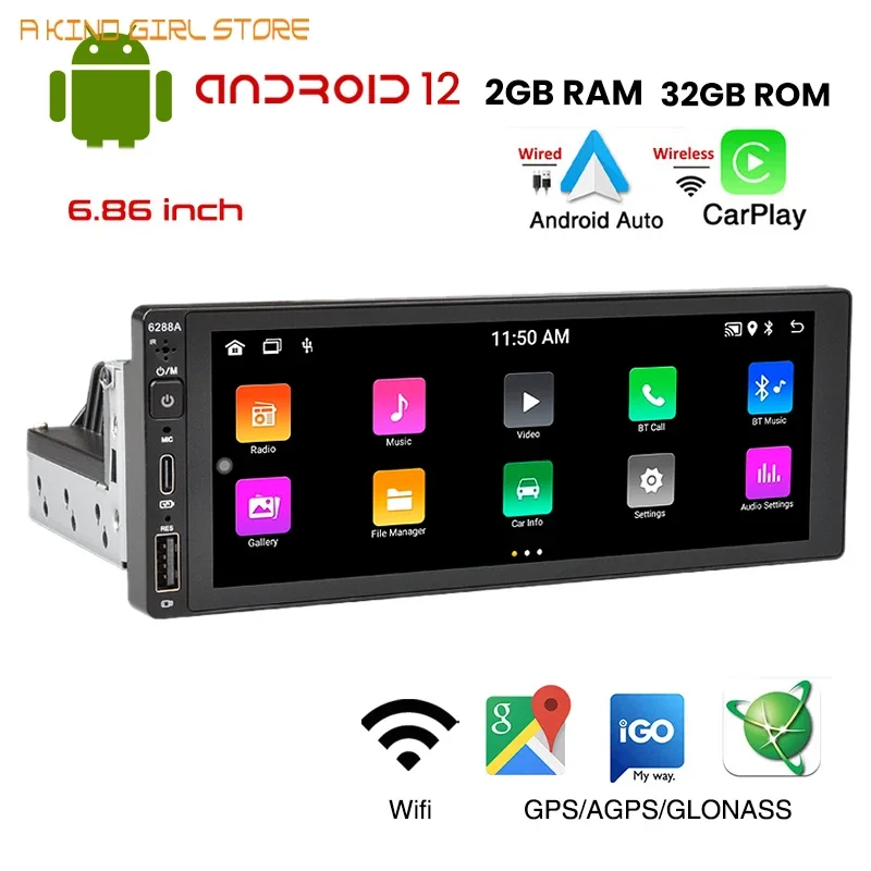 Автомобильный радиоприемник на Android, 1 Din, беспроводная Автомагнитола для CarPlay Mirror Link, Bluetooth, Wi-Fi, Android-авто, 6,86 дюйма, GPS-навигация, мультимедийный плеер
Автомобильный радиоприемник на Android, 1 Din, беспроводная Автомагнитола для CarPlay Mirror Link, Bluetooth, Wi-Fi, Android-авто, 6,86 дюйма, GPS-навигация, мультимедийный плеер