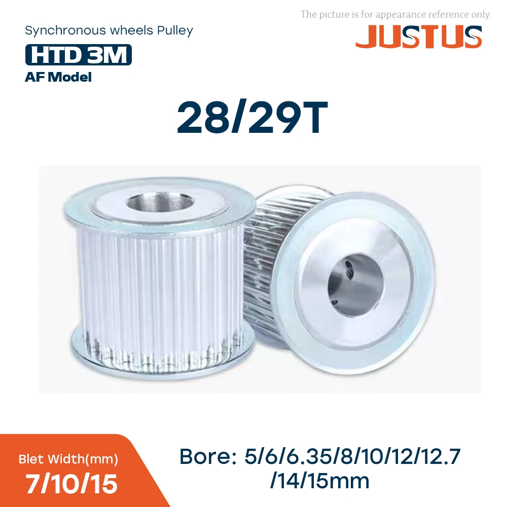 HTD 3M 28/29 Tooth Timing Pulley With Gear Pitch 3mm Inner Hole Of 5/6/6.35/8/10/12/12.7/14/15mm And Surface Width 6/10/15/20mm
HTD 3M 28/29 Tooth Timing Pulley With Gear Pitch 3mm Inner Hole Of 5/6/6.35/8/10/12/12.7/14/15mm And Surface Width 6/10/15/20mm