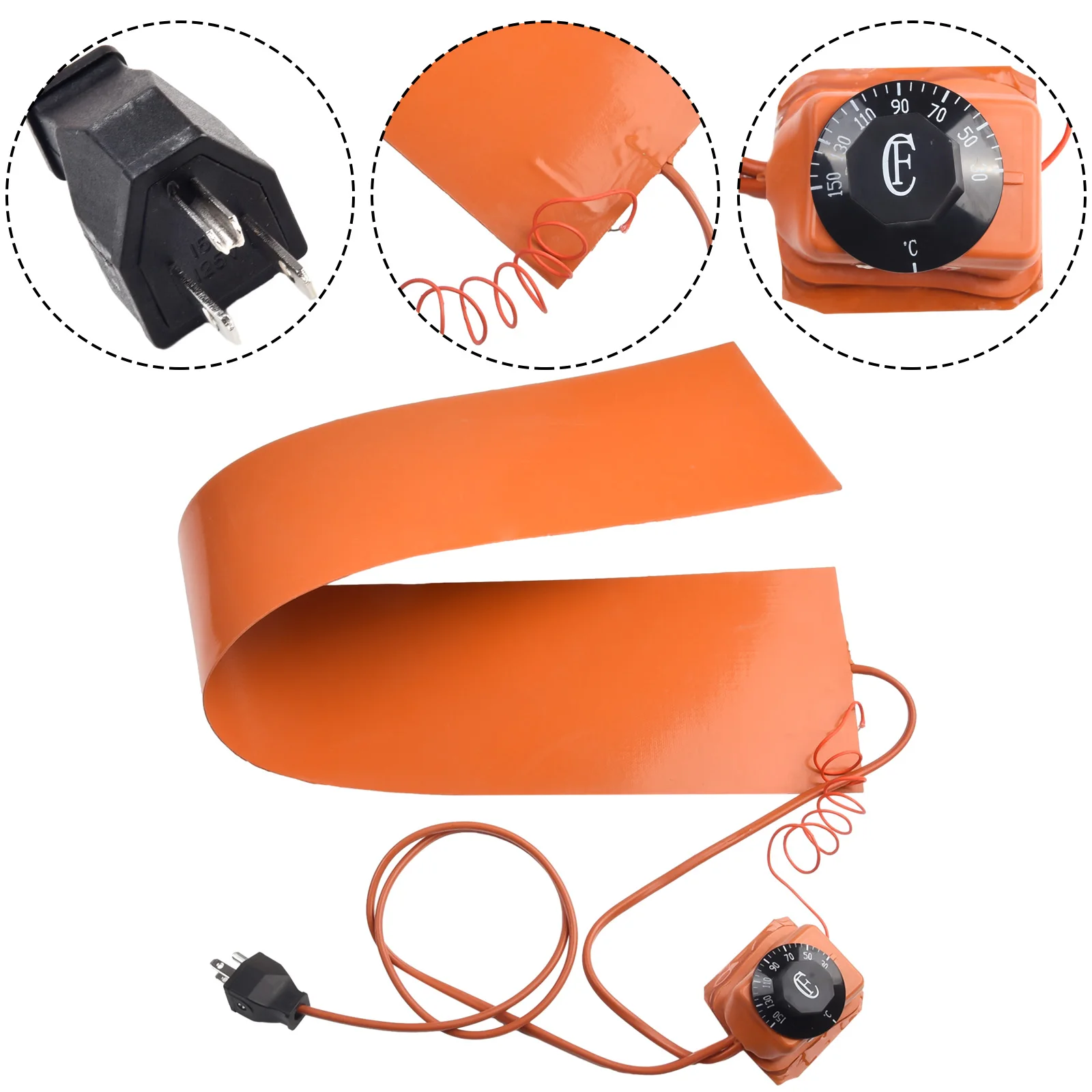 

Mat Heating Pad Side Bending Thermal 110V/220V 1200W 200cm Cable Heater Orange Tool With Controller Device Electric