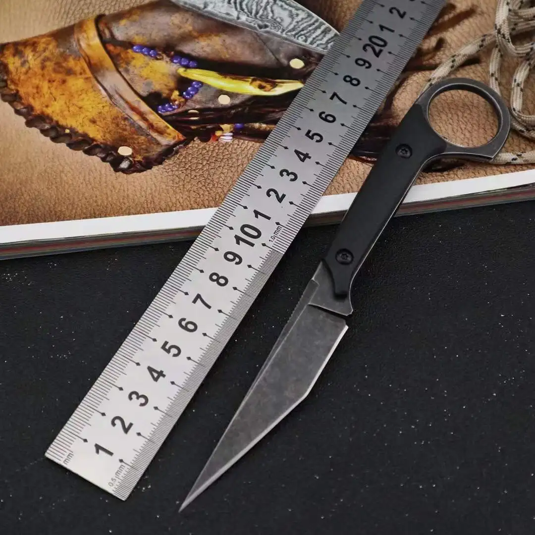 

EDC Outdoor Survival Hunting Knife 440C Fixed Blade Tactical Defense Neck Knives with K Sheath G10 Handle Camping Rescue Tool