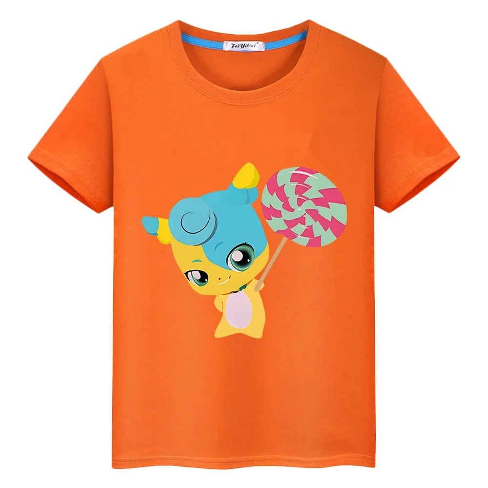 

티니핑 boy clothes Summer Print 100%Cotton Cute Short T-shirt Casual Tini ping anime Tees Tops y2k one piece kids clothes girls