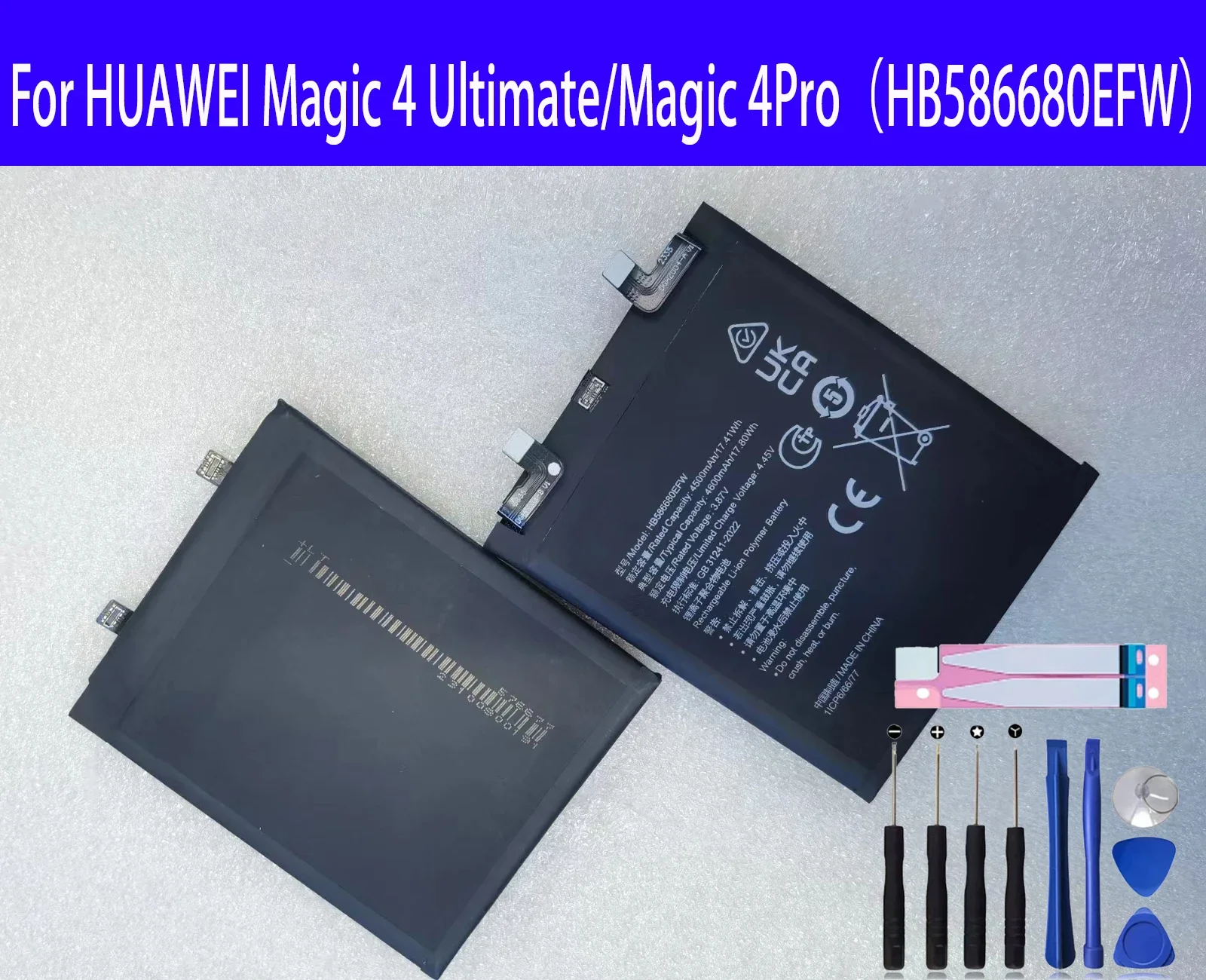 

100% Original New Replacement Battery HB586680EFW For HUAWEI Magic 4 Ultimate /Magic 4Pro Phone Battery+Tools