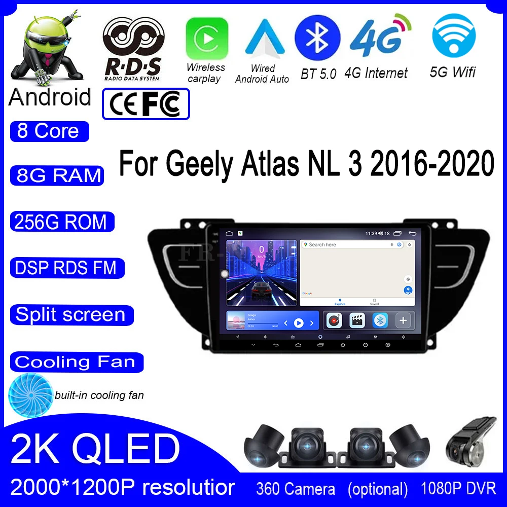 

For Geely Atlas NL 3 2016-2020 Android 14 Car Audio Player Autoradio 4G Wifi Stereo Screen Carplay Video Multimedia