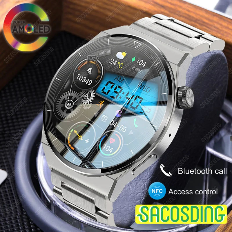 

For Huawei Xiaomi NFC Smart Watch Men GT3 Pro AMOLED 390*390 HD Screen Heart Rate Bluetooth Call IP68 Waterproof SmartWatch 2024