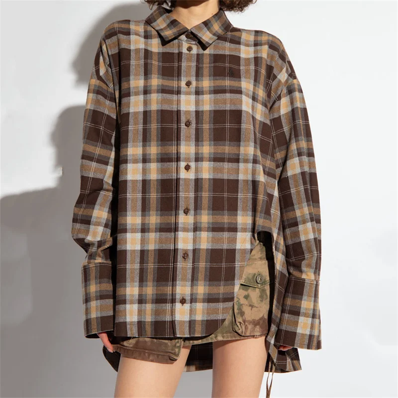 Women's shirt 2024 Spring New in Checkered Print Polo Collar Long sleeved Top Wool blend thin coat korean popular clothes blouse
Women's shirt 2024 Spring New in Checkered Print Polo Collar Long sleeved Top Wool blend thin coat korean popular clothes blouse