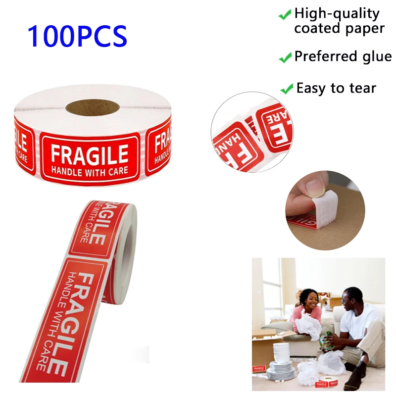 100Pcs/Roll Fragile Warning Label Sticker Red Labels Stickers Sealing Paper with Care for Packaging Mark and Transportation
100Pcs/Roll Fragile Warning Label Sticker Red Labels Stickers Sealing Paper with Care for Packaging Mark and Transportation