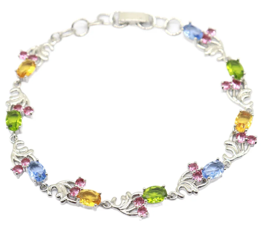 21x9mm Multi Color 12.1g Violet Tanzanite Pink Tourmaline Golden Citrine Green Peridot Silver Bracelet 6.5-8.5inch
21x9mm Multi Color 12.1g Violet Tanzanite Pink Tourmaline Golden Citrine Green Peridot Silver Bracelet 6.5-8.5inch