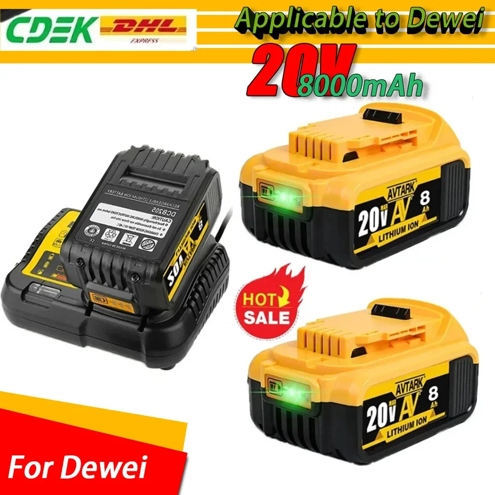 

Latest 20V 8000mAh Battery and charger DCB200 For Dewalt 18V DCB184 DCB200 DCB182 DCB180 DCB181 DCB182 DCB201 Tools Battery