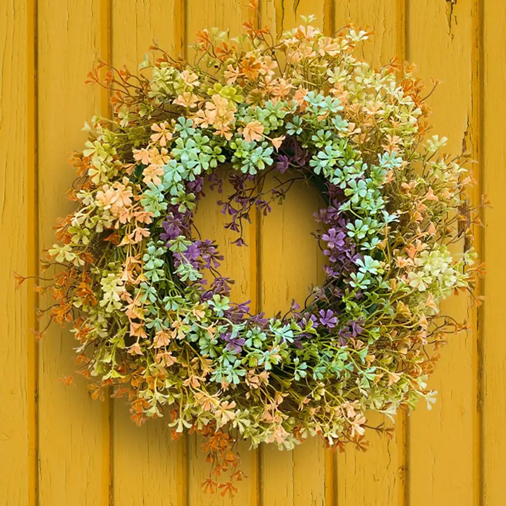 

Spring Plastic Flower Garland Artificial Wildflower Wreath for Front Door Home Wall Wedding Party Farmhouse Holiday Decor Spring